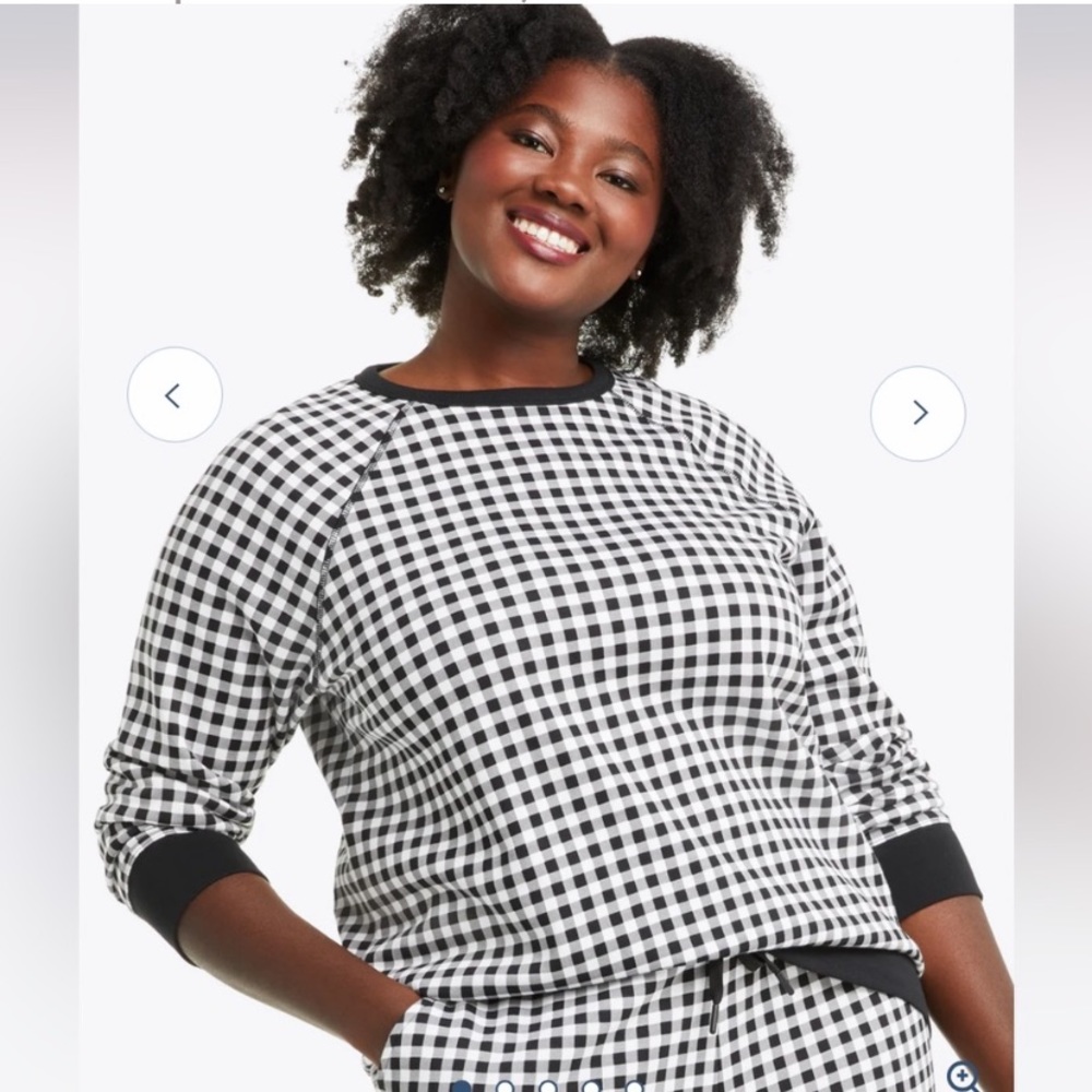 Draper James Natalie Sweatshirt Navy Gingham cotton lightweight